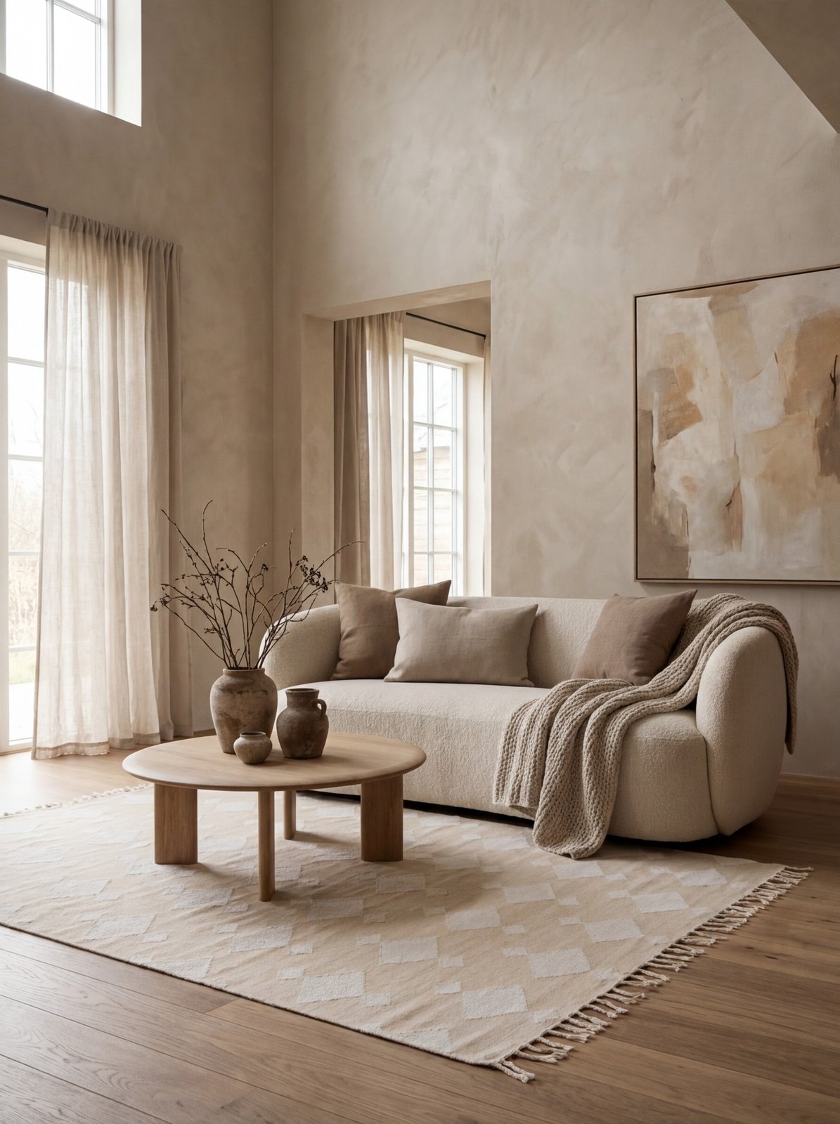 Dhurrie — Handmade, 230x160 cm, Beige, 100% Polyester | Detail view