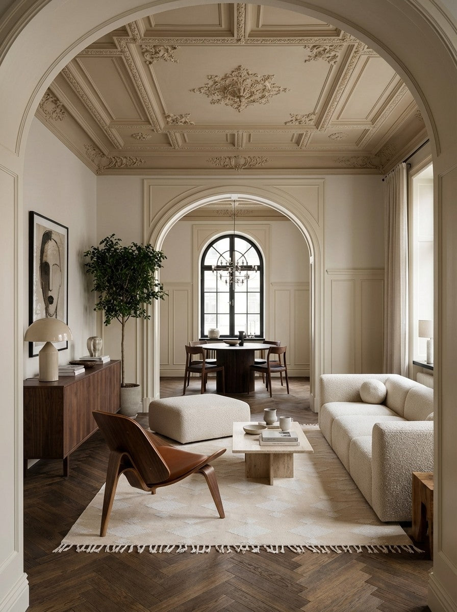 Dhurrie — Handmade, 290x200 cm, Beige, 100% Polyester | Detail view