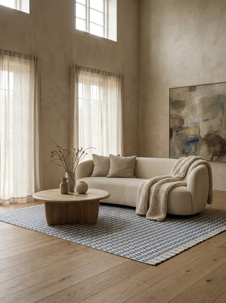 Dhurrie — Handmade, 170x120 cm, Beige, 40% Schurwolle, 60% Baumwolle | Detail view