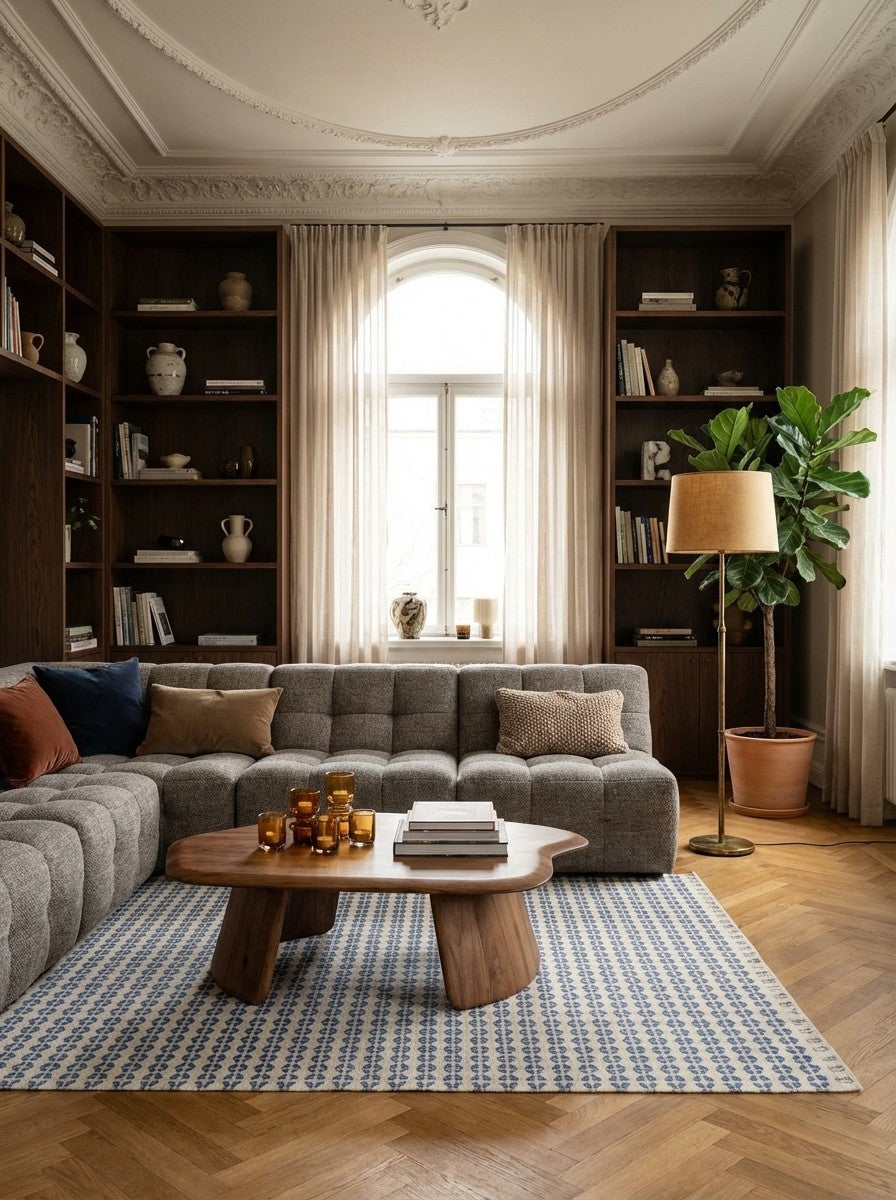 Dhurrie — Handmade, 170x120 cm, Beige, 40% Schurwolle, 60% Baumwolle | Back view