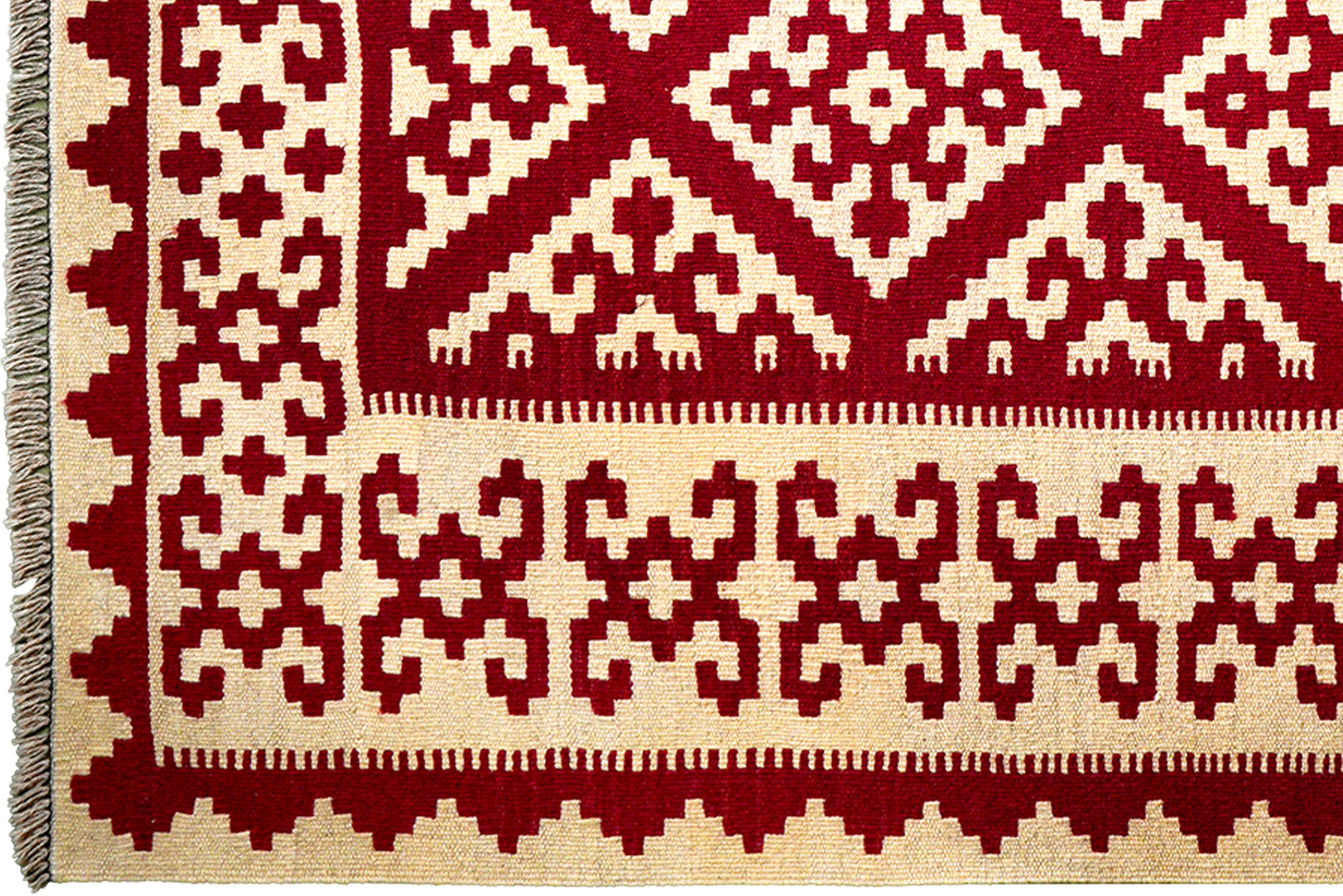 Kelim Gashgai — Handmade, 206x209 cm, Red, 100% Virgin Wool | View 3