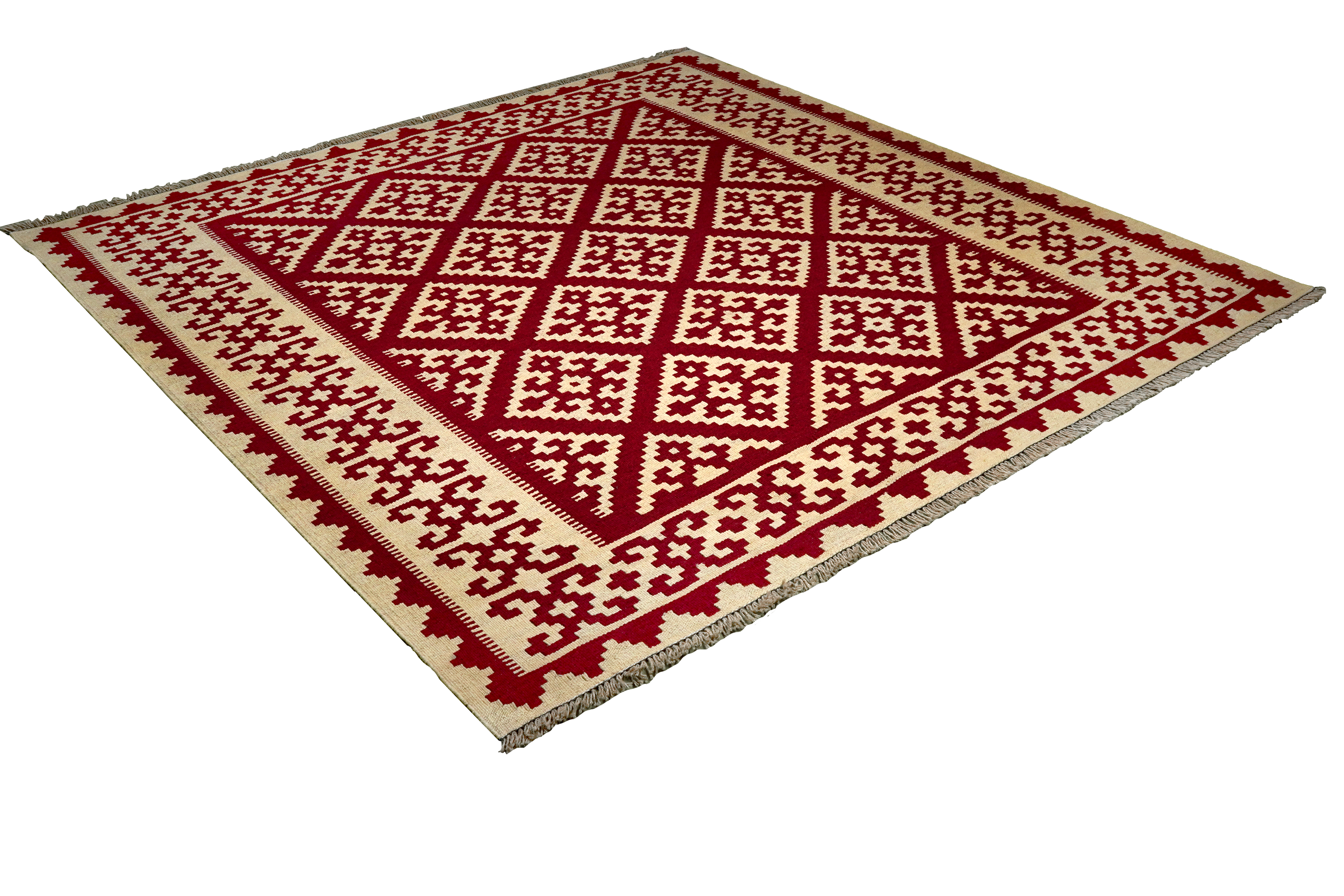 Kelim Gashgai — Handmade, 206x209 cm, Red, 100% Virgin Wool | View 4