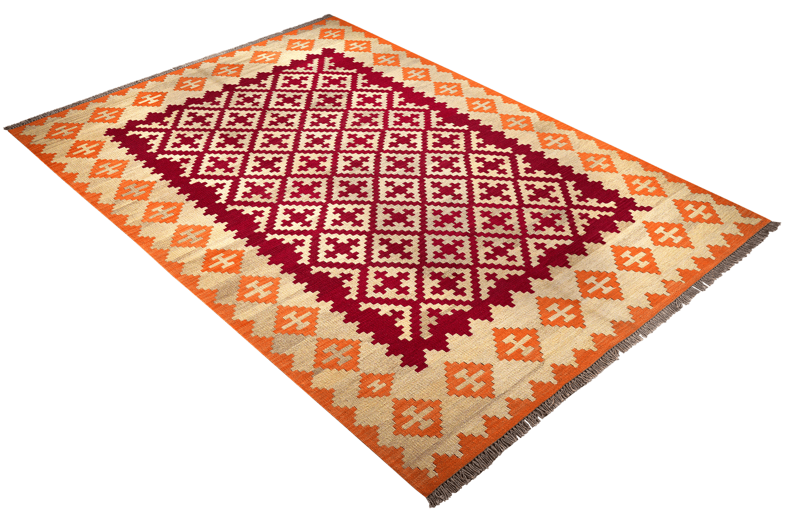 Kelim Gashgai — Handmade, 176x230 cm, Red, 100% Virgin Wool | View 4