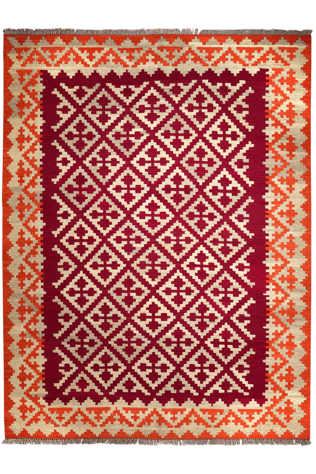 Kelim Gashgai — Handmade, 174x235 cm, Red, 100% Virgin Wool | Main view