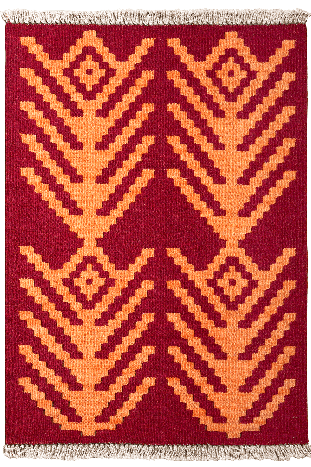 Kelim Gashgai — Handmade, 65x90 cm, Orange, 100% Virgin Wool | Main view