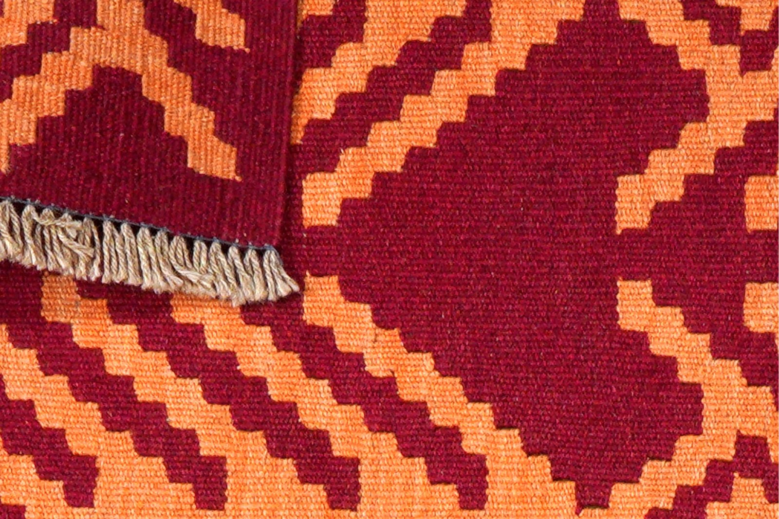 Kelim Gashgai — Handmade, 65x90 cm, Orange, 100% Virgin Wool | View 6