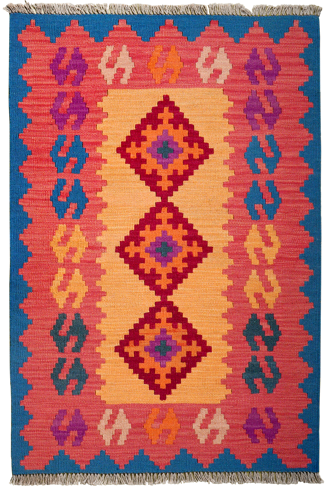 Kelim Gashgai — Handmade, 85x125 cm, Orange, 100% Virgin Wool | Main view
