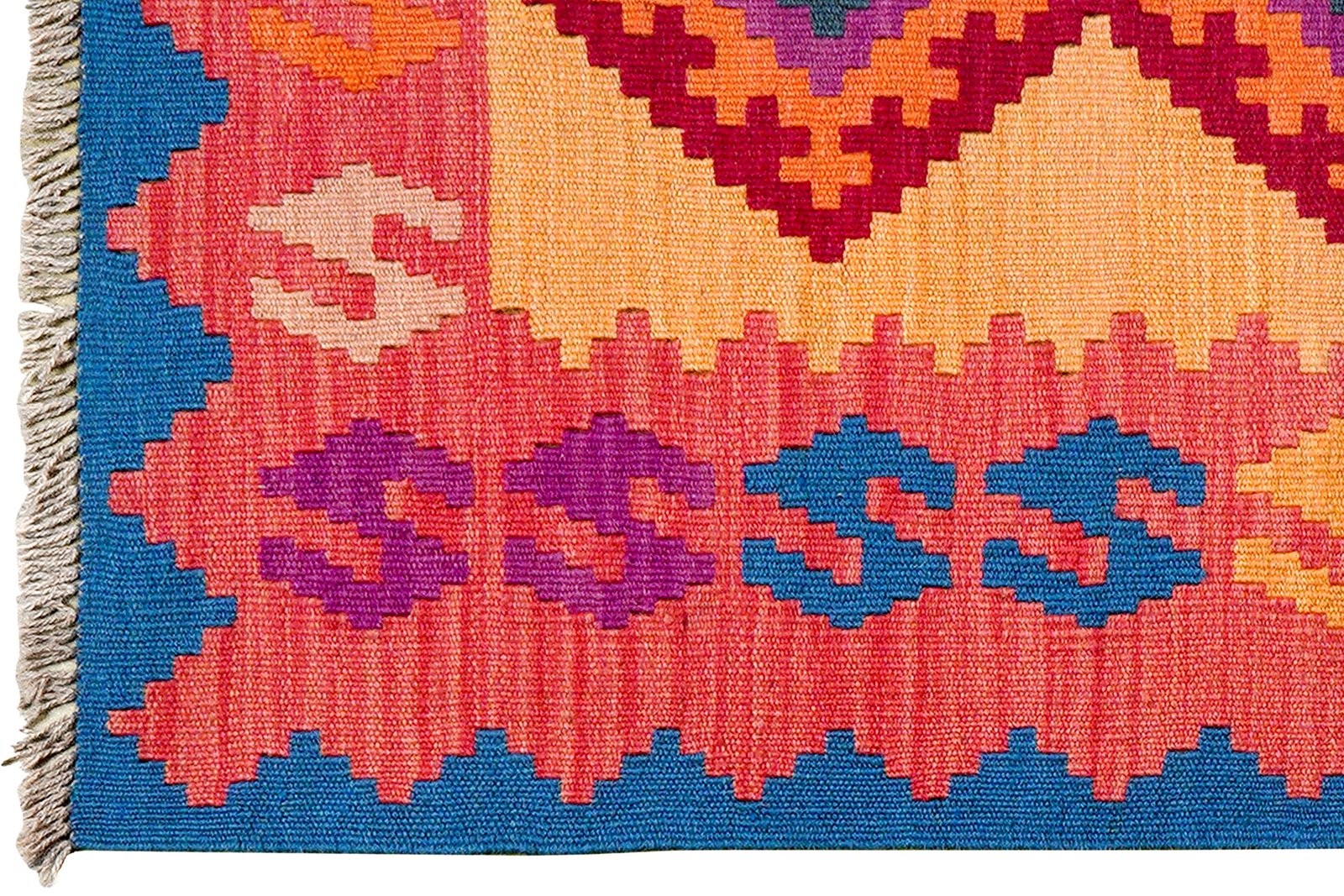 Kelim Gashgai — Handmade, 85x125 cm, Orange, 100% Virgin Wool | View 3