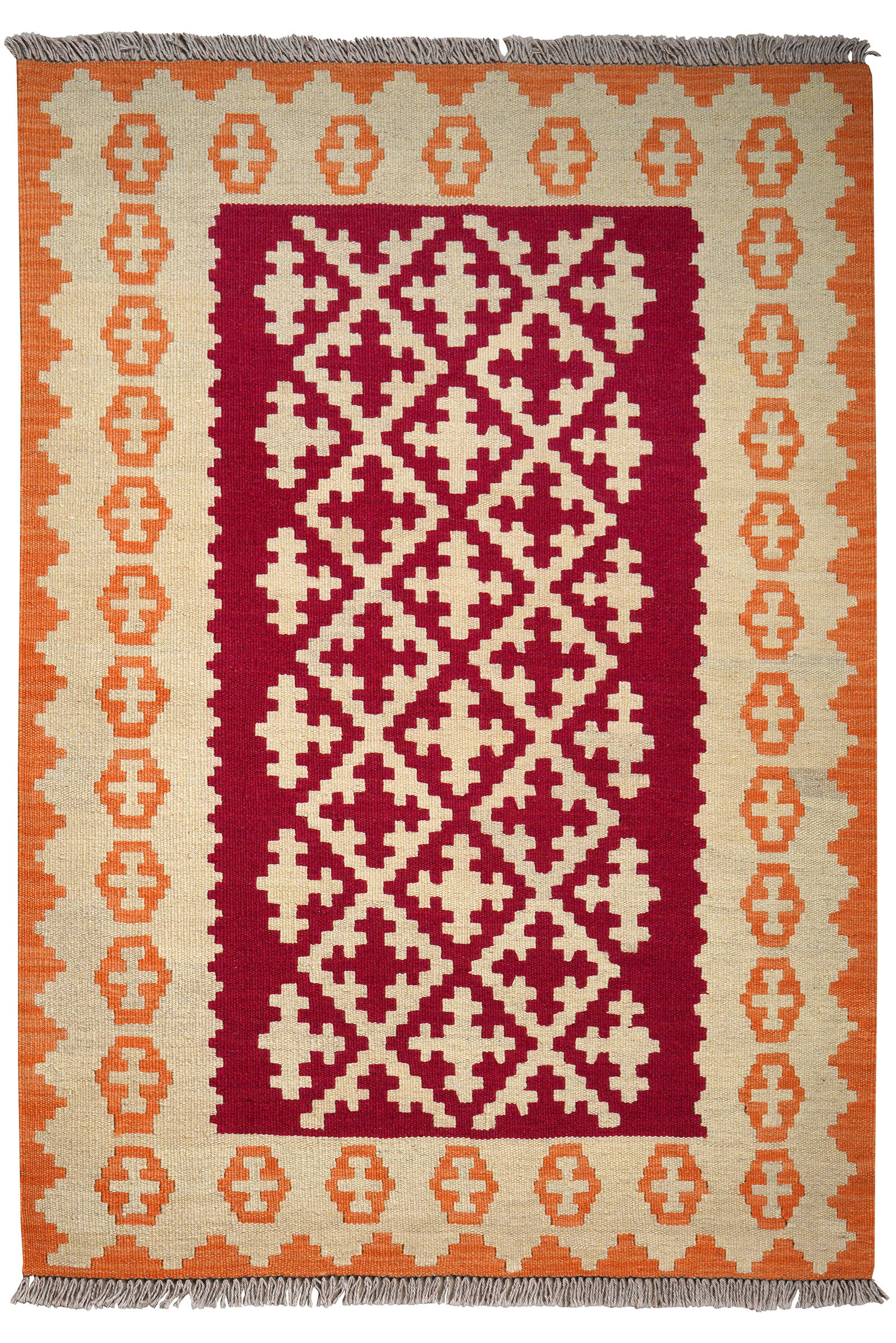 Kelim Gashgai — Handgefertigt, 151x105 cm, Beige, 100% Virgin Wool | Main view