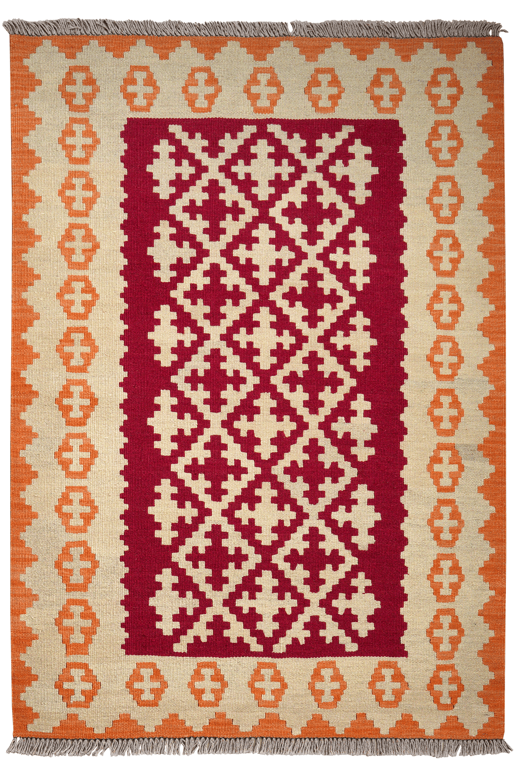 Kelim Gashgai — Handmade, 105x151 cm, Red, 100% Virgin Wool | Main view