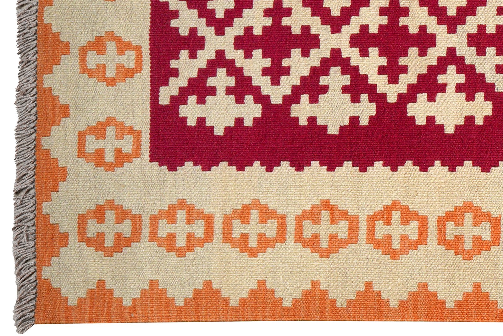 Kelim Gashgai — Handmade, 105x151 cm, Red, 100% Virgin Wool | View 3