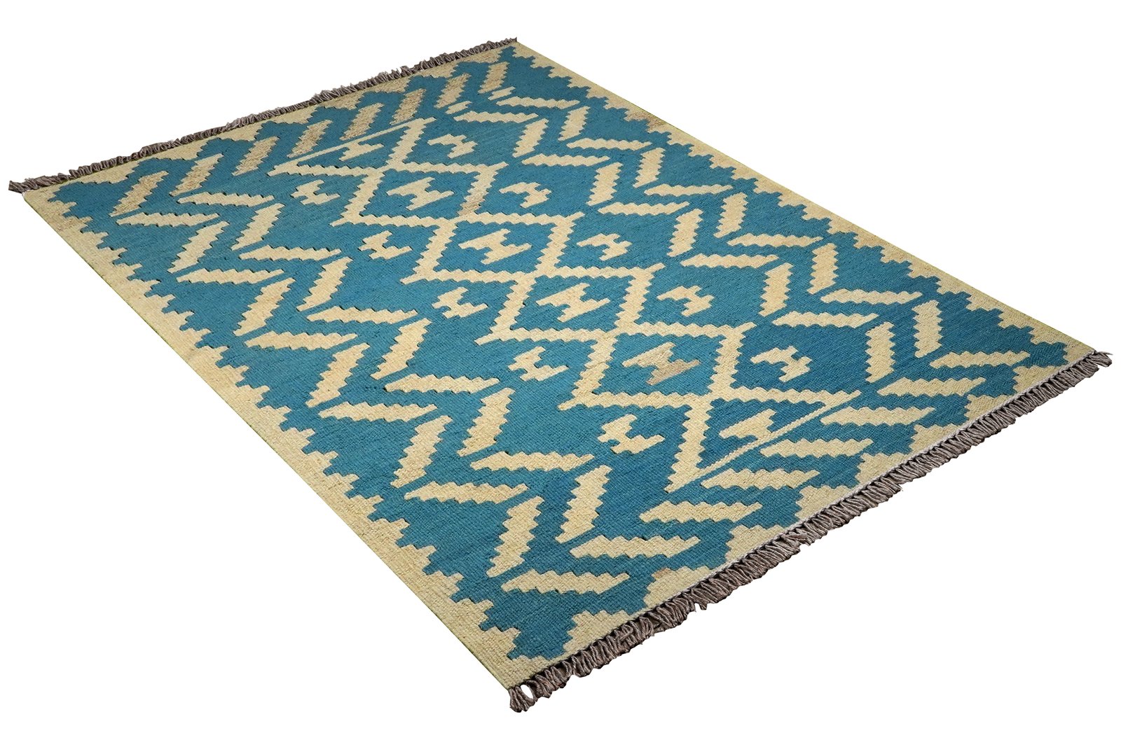 Kelim Gashgai — Handmade, 102x155 cm, Blue, 100% Virgin Wool | View 4