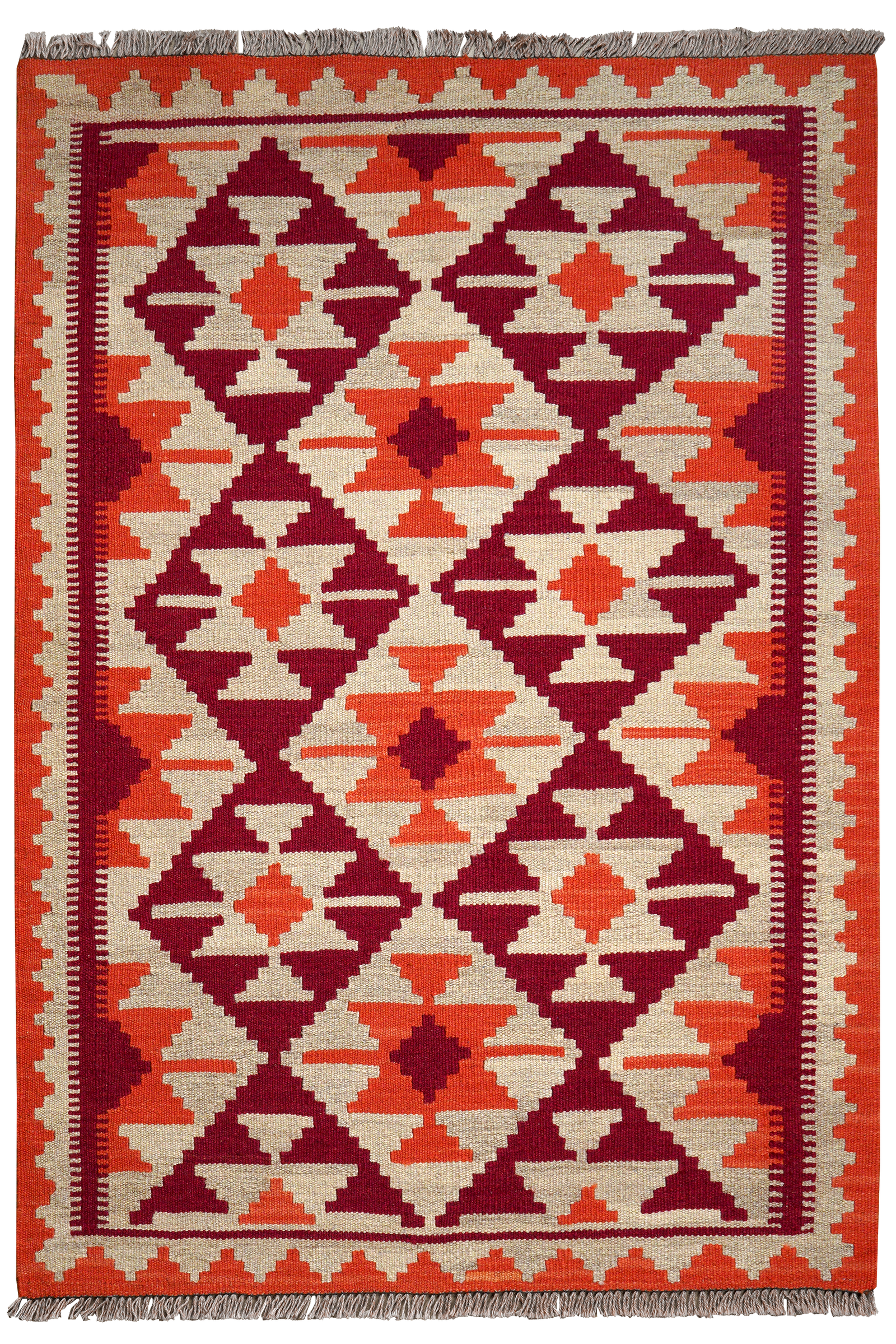 Kelim Gashgai — Handgefertigt, 150x104 cm, Beige, 100% Virgin Wool | Main view