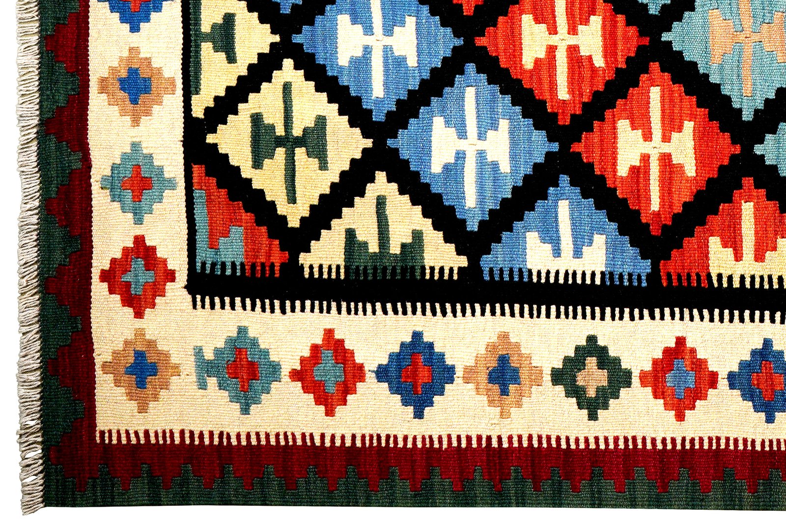 Kelim Gashgai — Handmade, 158x198 cm, Black, 100% Virgin Wool | View 3