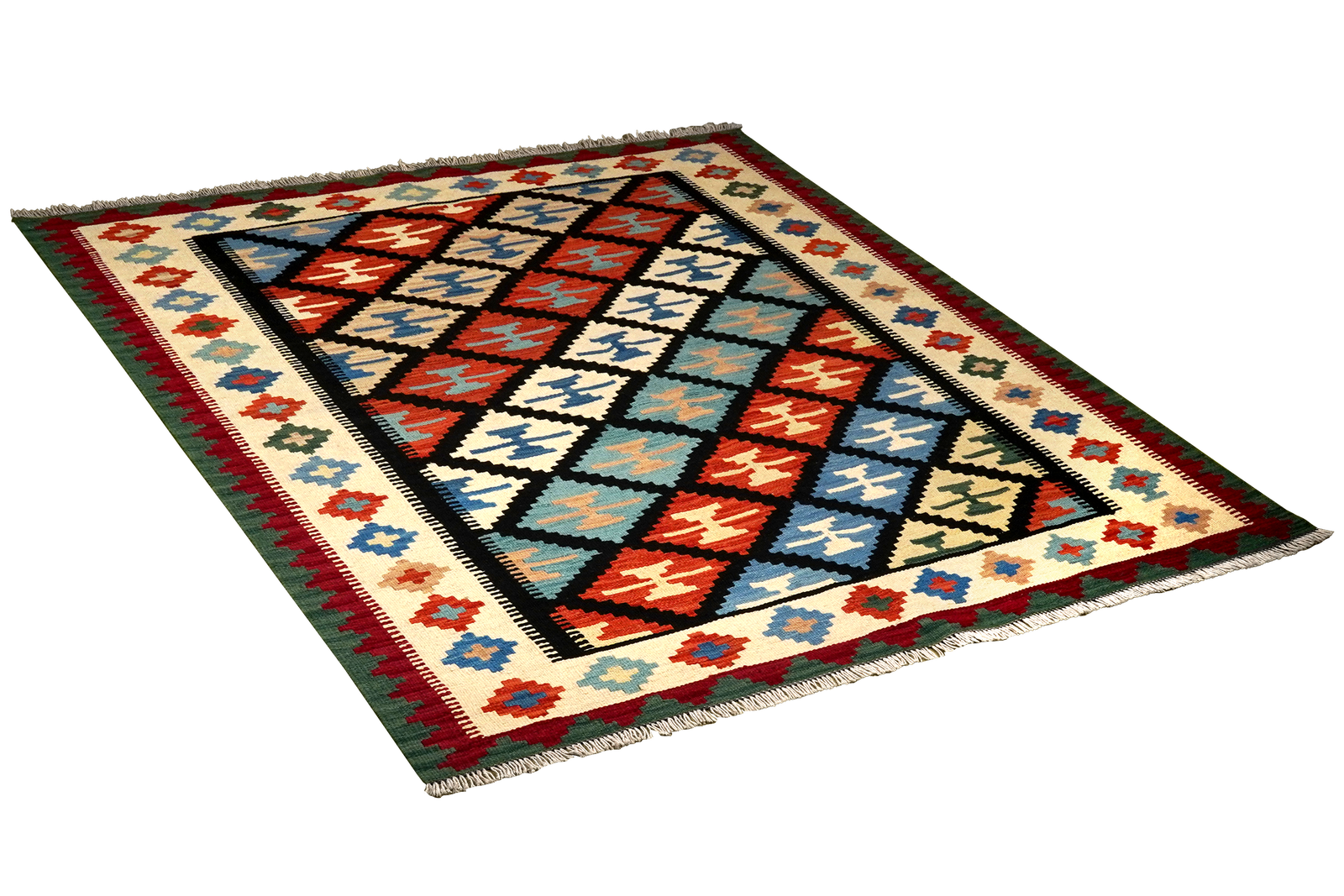 Kelim Gashgai — Handgefertigt, 198x158 cm, Beige, 100% Virgin Wool | View 5