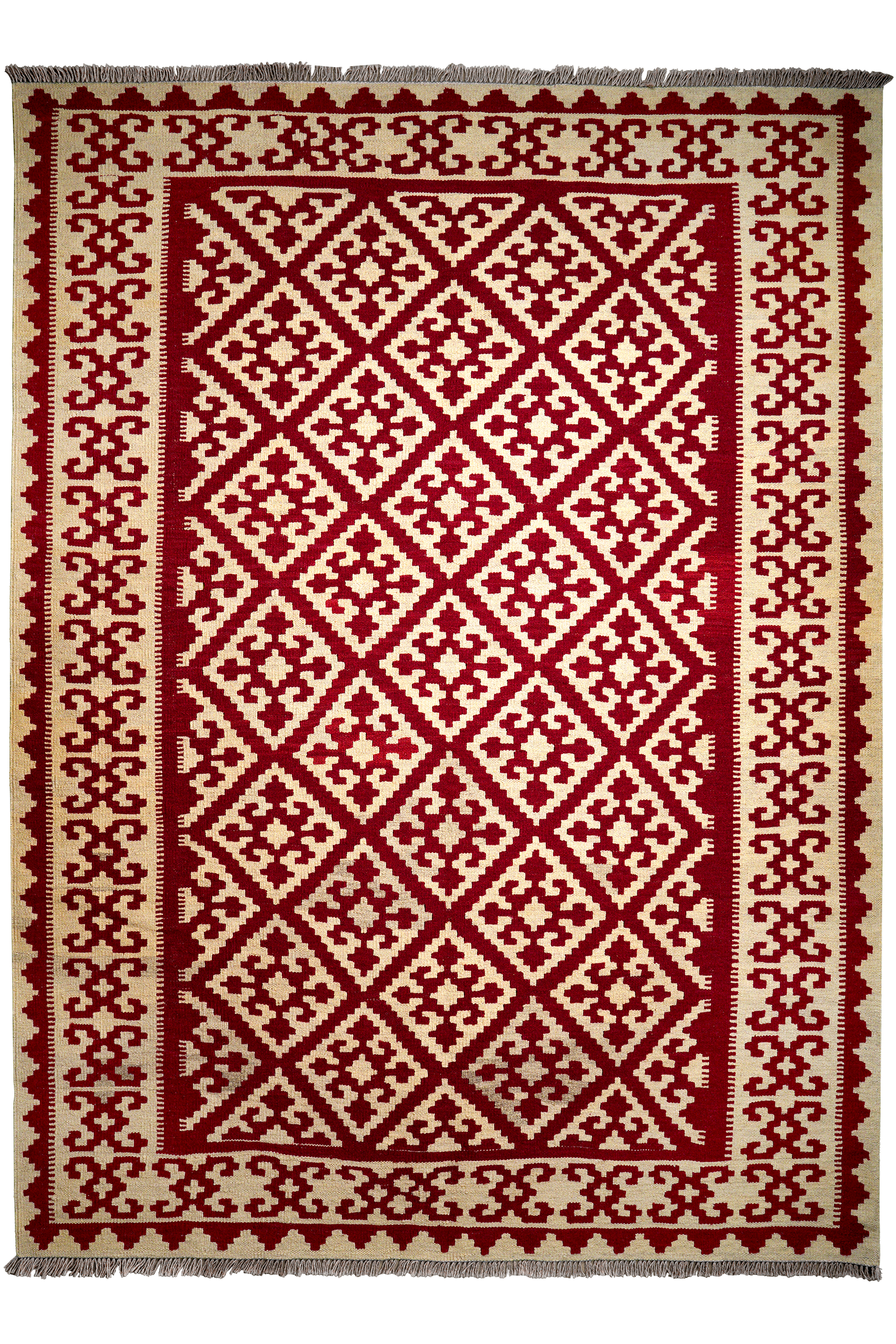 Kelim Gashgai — Handgefertigt, 253x185 cm, Beige, 100% Virgin Wool | Main view