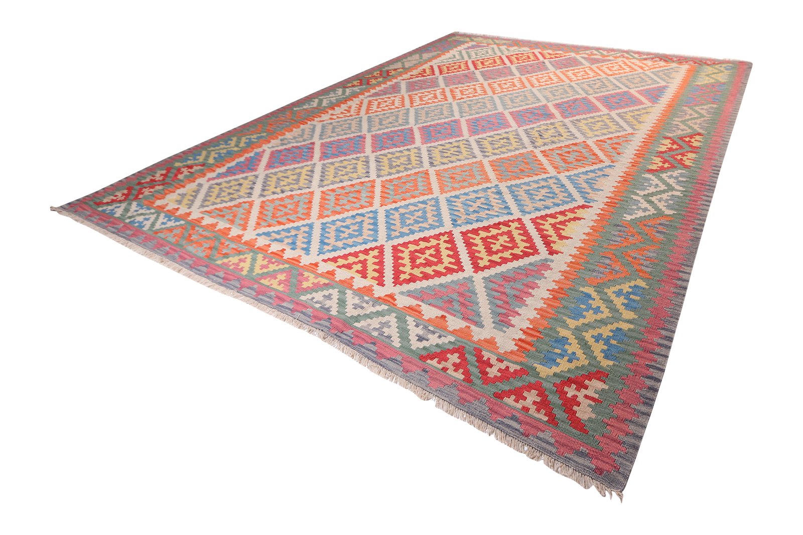 Kelim Gashgai — Handmade, 308x383 cm, Beige, 100% Virgin Wool | View 5