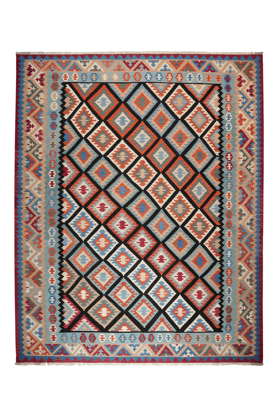 Kelim Gashgai — Handmade, 305x378 cm, Black, 100% Virgin Wool | Main view