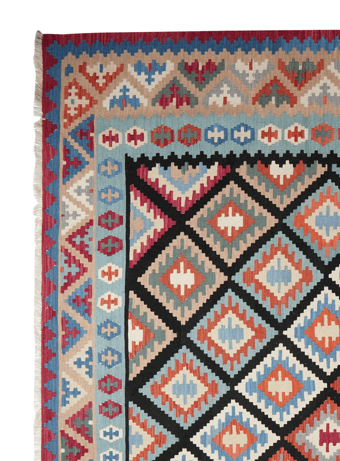 Kelim Gashgai — Handmade, 305x378 cm, Black, 100% Virgin Wool | View 3