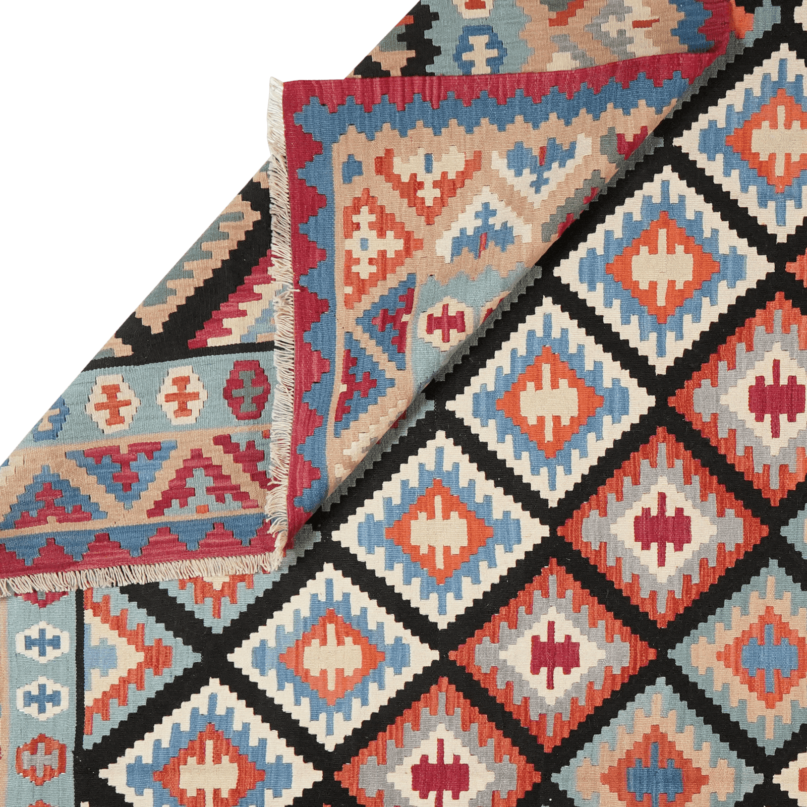 Kelim Gashgai — Handmade, 305x378 cm, Black, 100% Virgin Wool | View 6