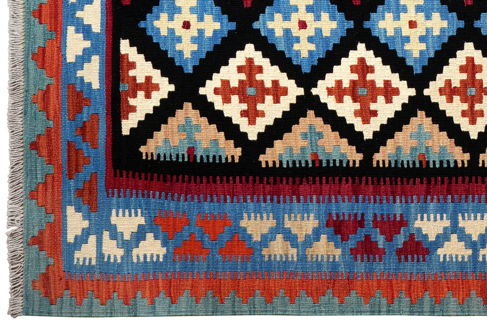 Kelim Gashgai — Handmade, 159x193 cm, Black, 100% Virgin Wool | View 3