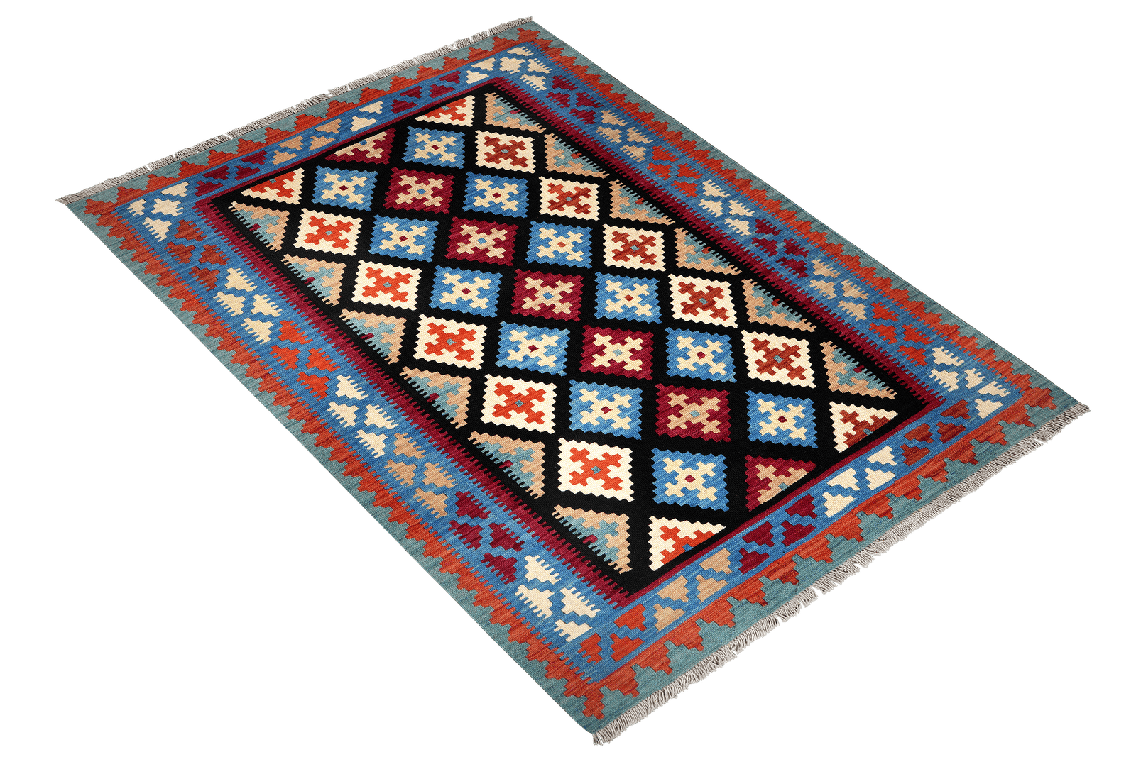 Kelim Gashgai — Handmade, 159x193 cm, Black, 100% Virgin Wool | View 4