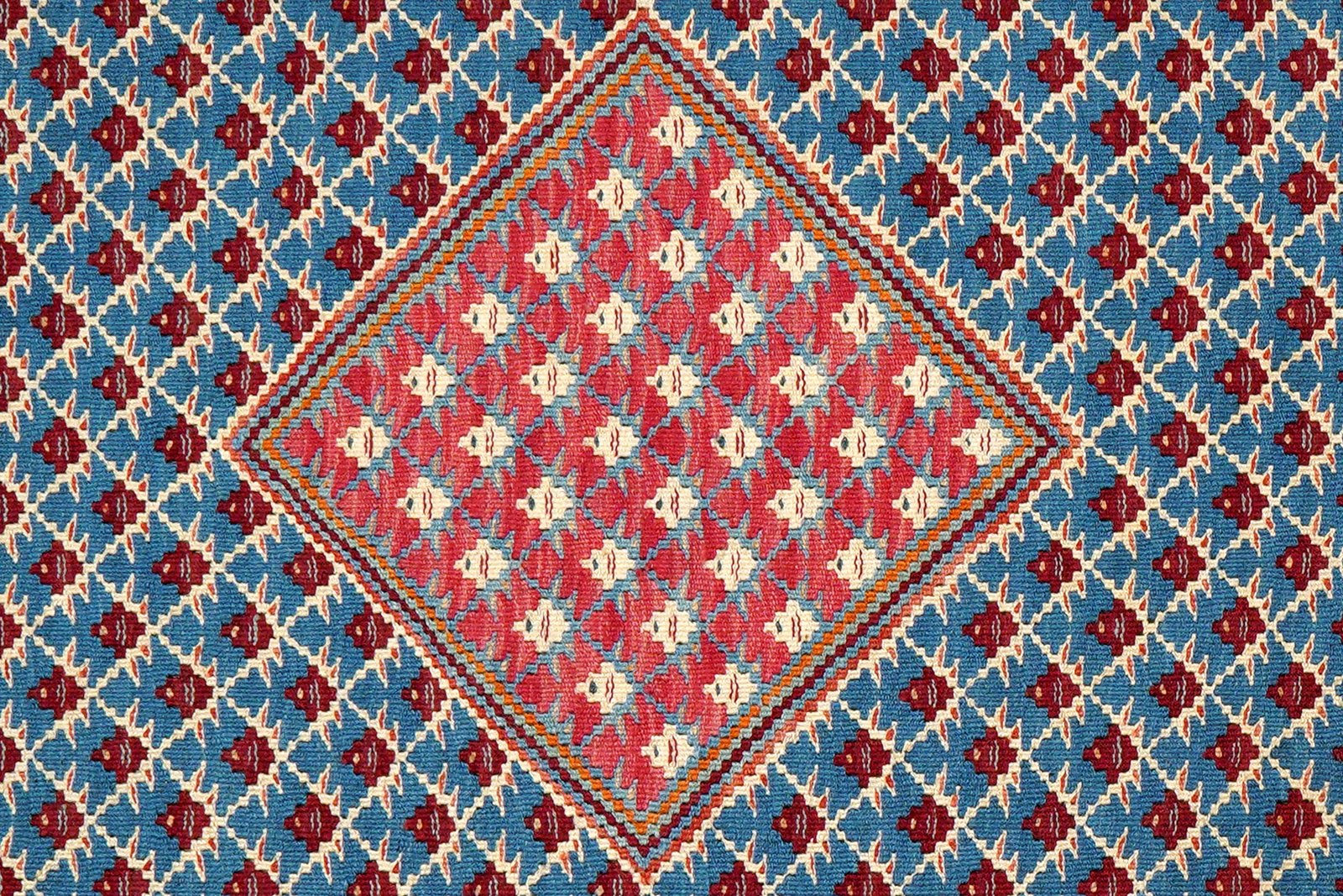 Kelim Senneh — Handmade, 109x149 cm, Blue, 100% Virgin Wool | View 5