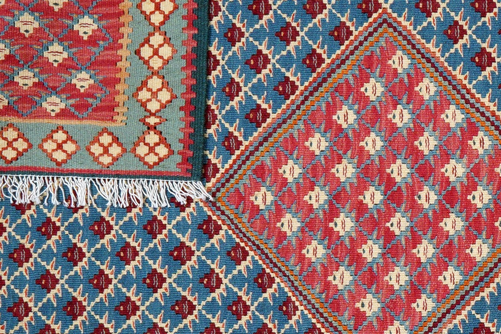 Kelim Senneh — Handmade, 109x149 cm, Blue, 100% Virgin Wool | View 6