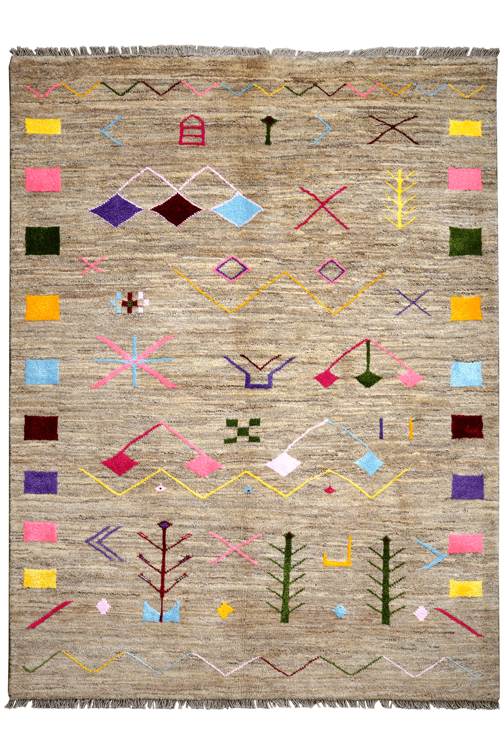 Gabbeh Basi — Hand-knotted, 150x198 cm, Grey, 100% Virgin Wool | Main view