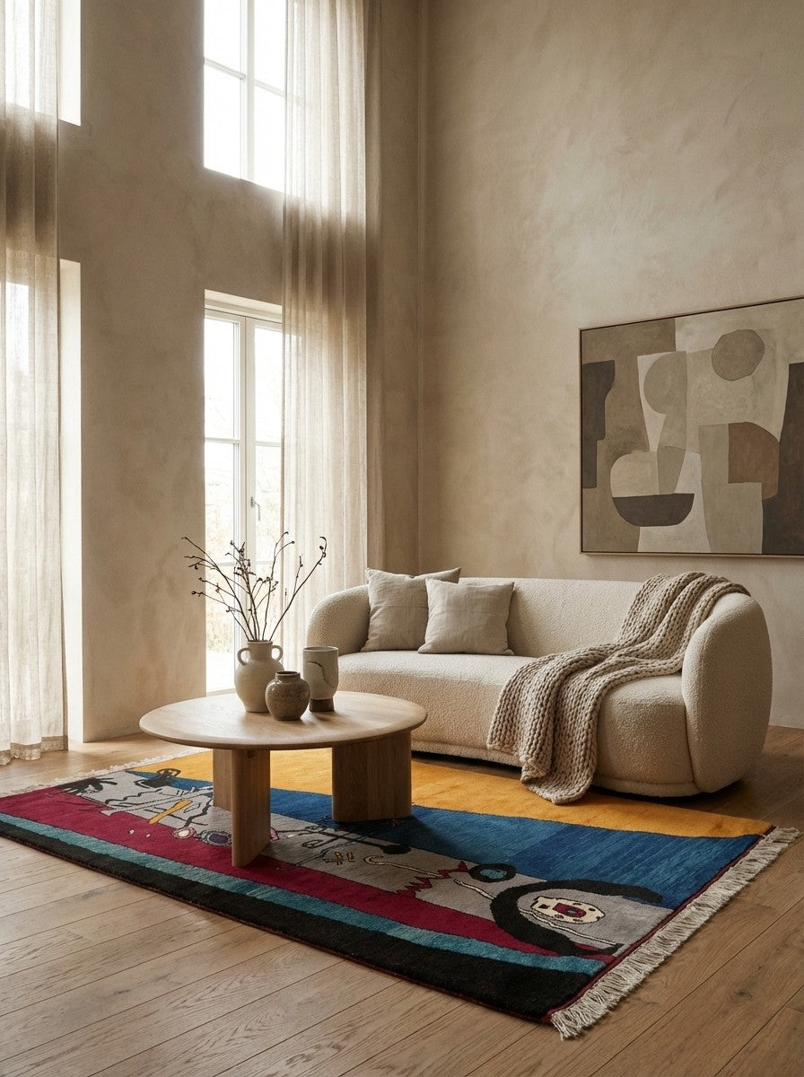 Konya — Hand-knotted, 138x208 cm, Multicolor, 100% Virgin Wool | Detail view