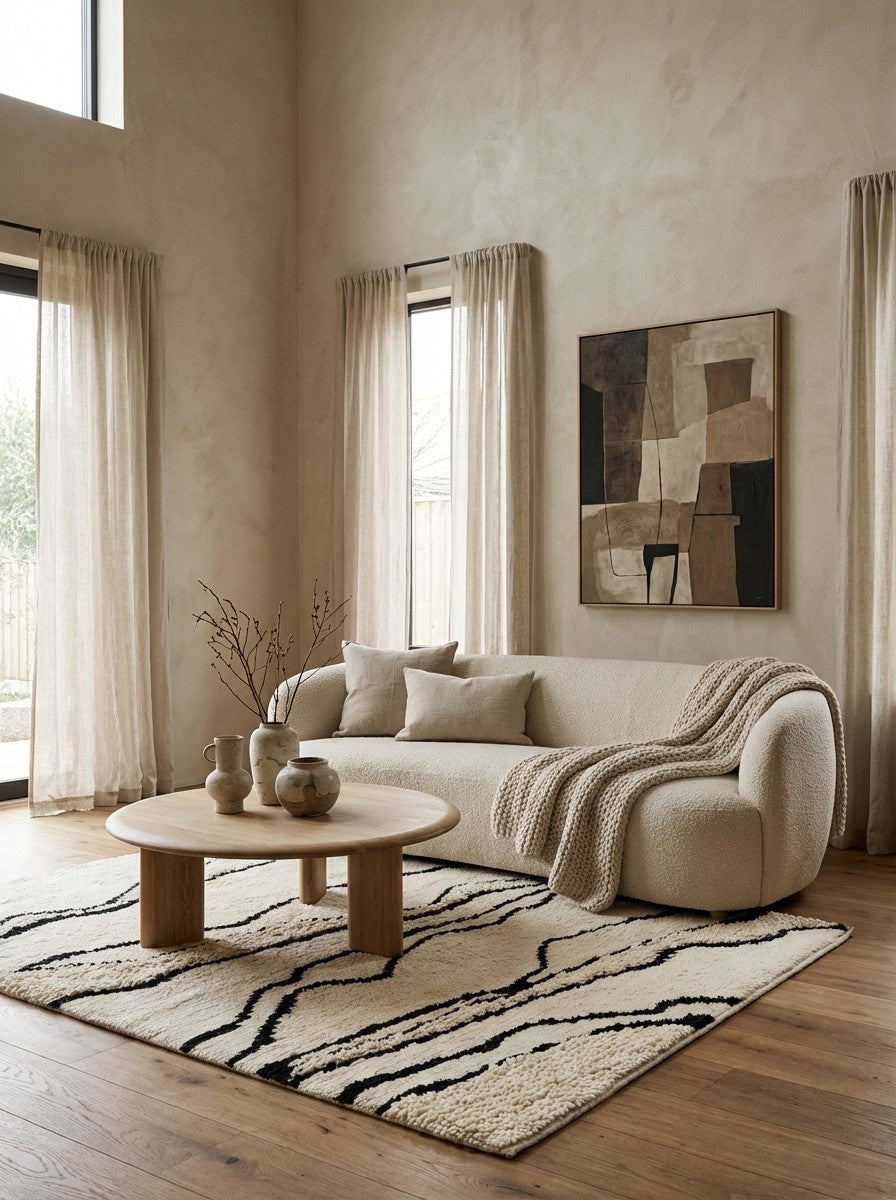 Morrocan Mirage — Hand-knotted, 170x240 cm, Beige, 100% Virgin Wool | Detail view