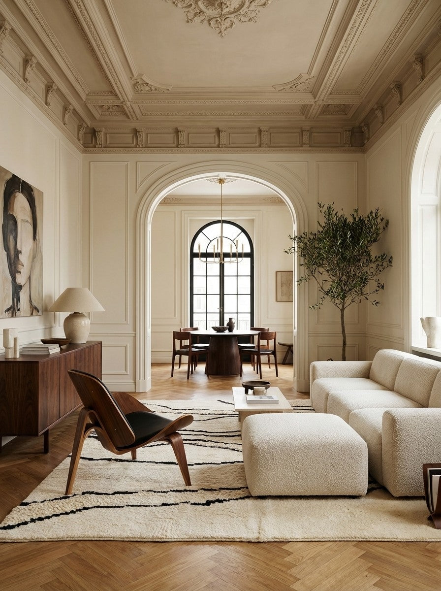 Morrocan Mirage — Hand-knotted, 200x300 cm, Beige, 100% Virgin Wool | Detail view