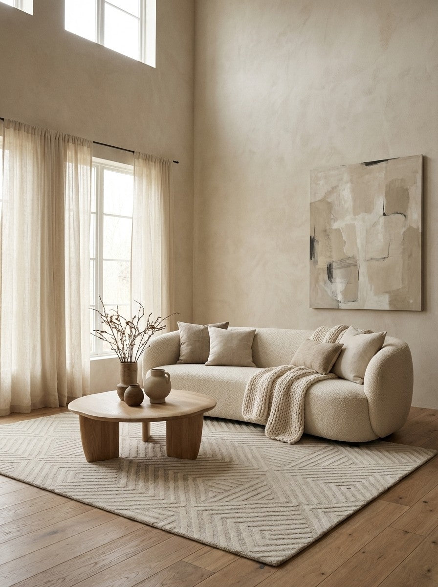 Maze — Hand-knotted, 170x240 cm, Beige, 100% Virgin Wool | Detail view