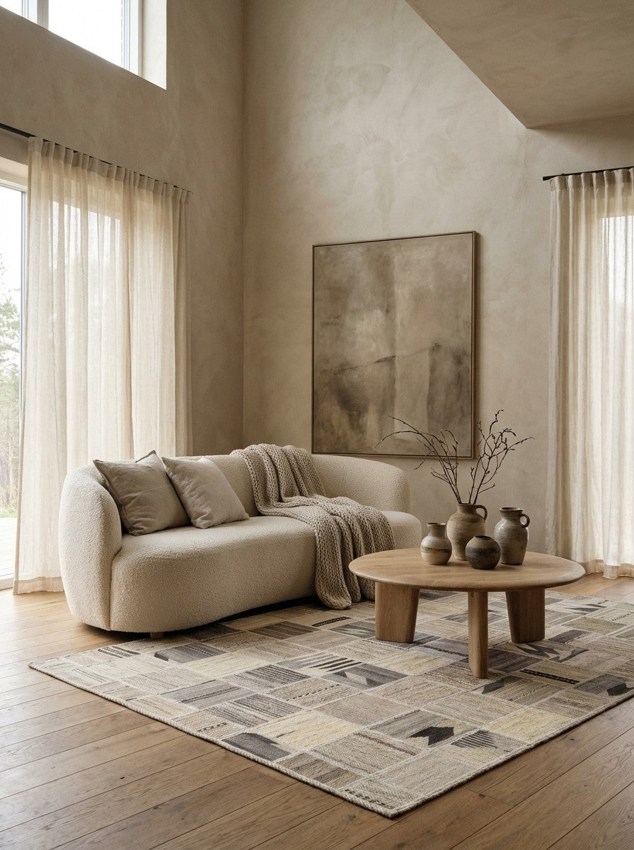 Kelim Tekkeh — Handmade, 150x200 cm, Beige, 100% Virgin Wool | Detail view
