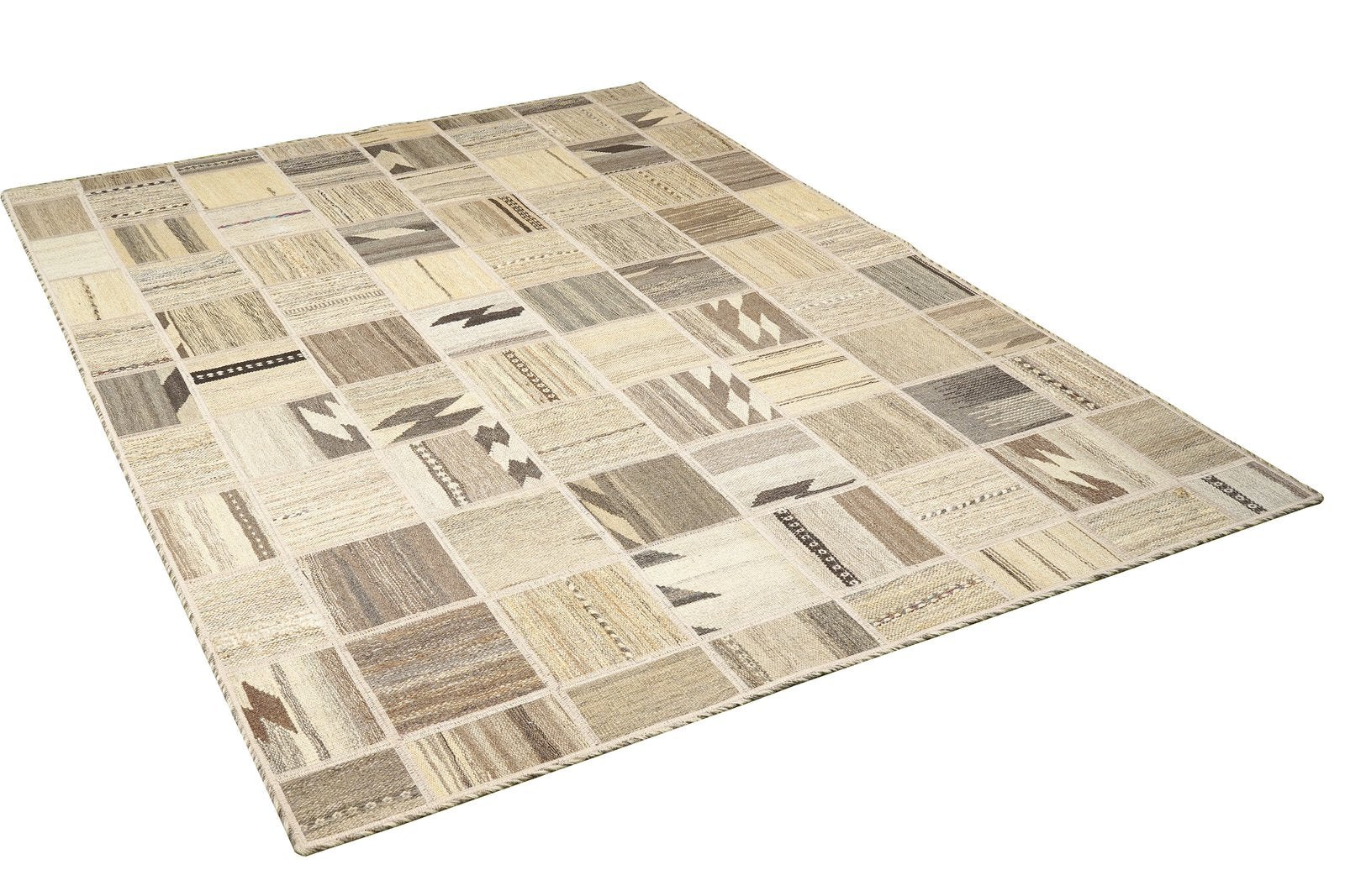 Kelim Tekkeh — Handmade, 150x200 cm, Beige, 100% Virgin Wool | View 4