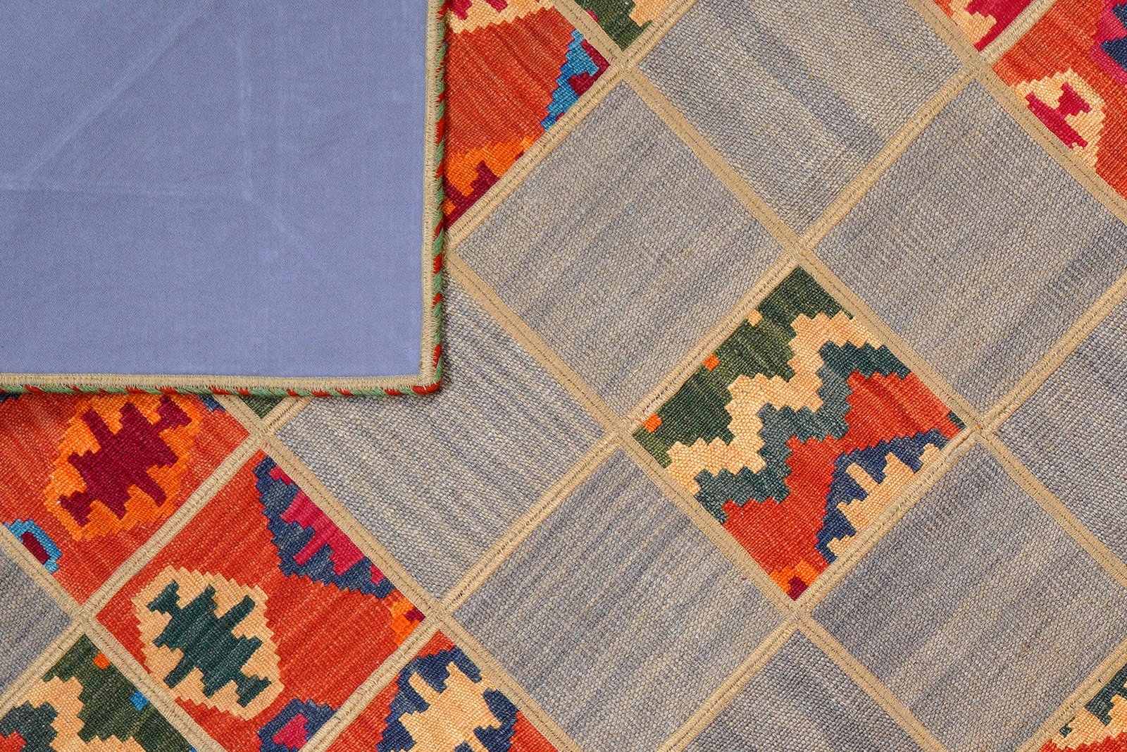 Kelim Tekkeh — Handmade, 150x200 cm, Grey, 100% Virgin Wool | View 6