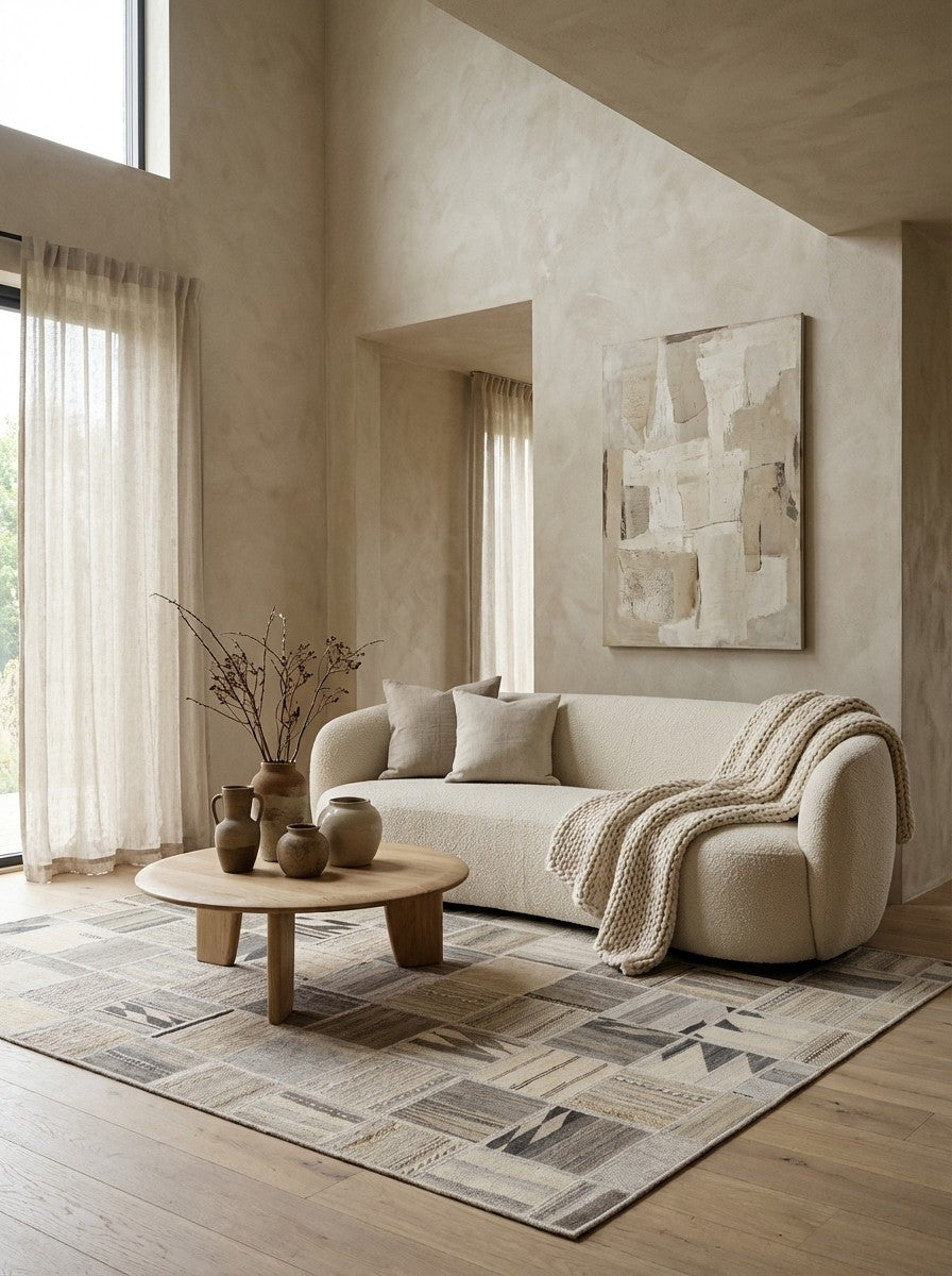 Kelim Tekkeh — Handmade, 150x200 cm, Beige, 100% Virgin Wool | Detail view