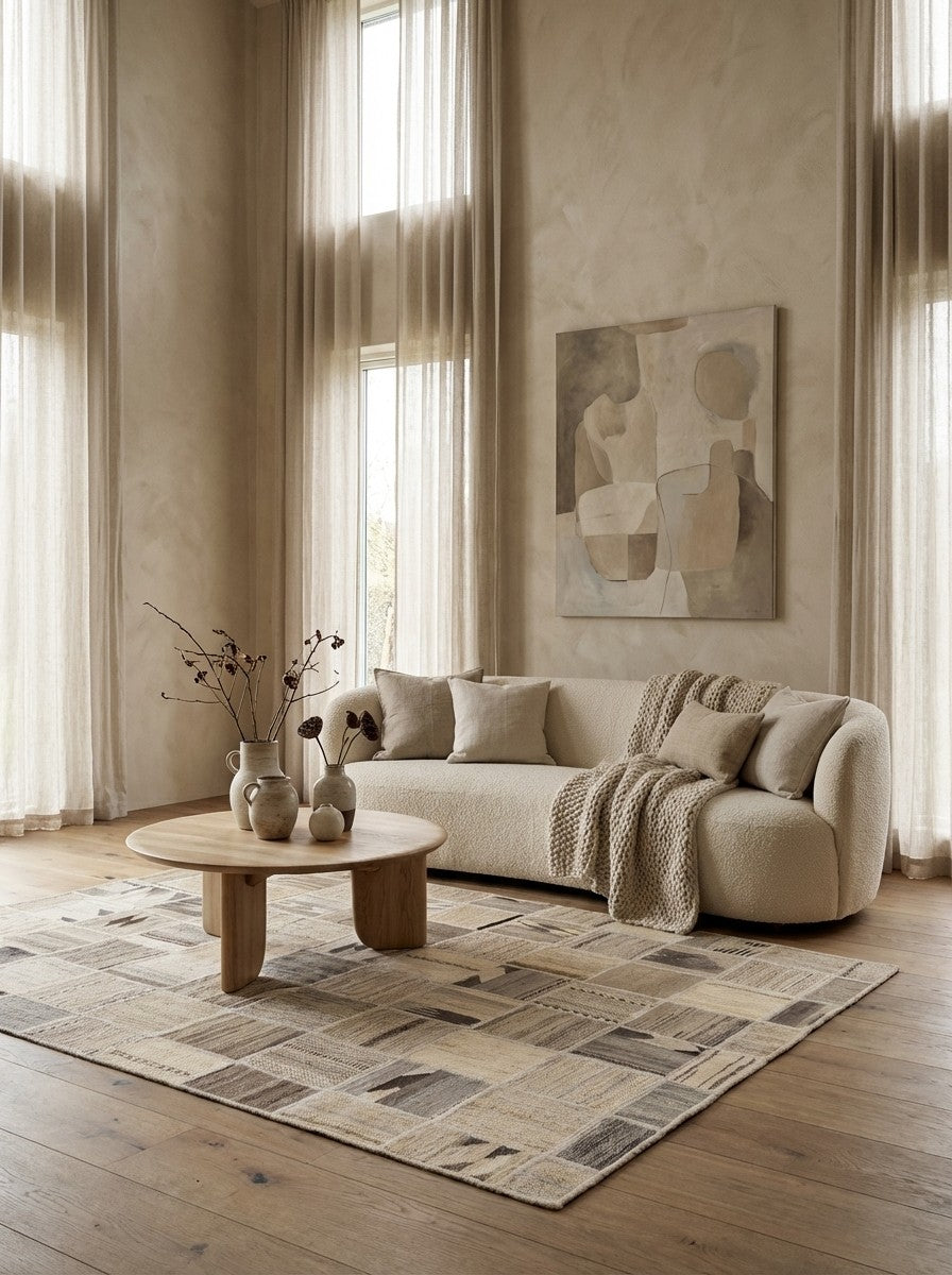 Kelim Tekkeh — Handmade, 150x200 cm, Beige, 100% Virgin Wool | Detail view