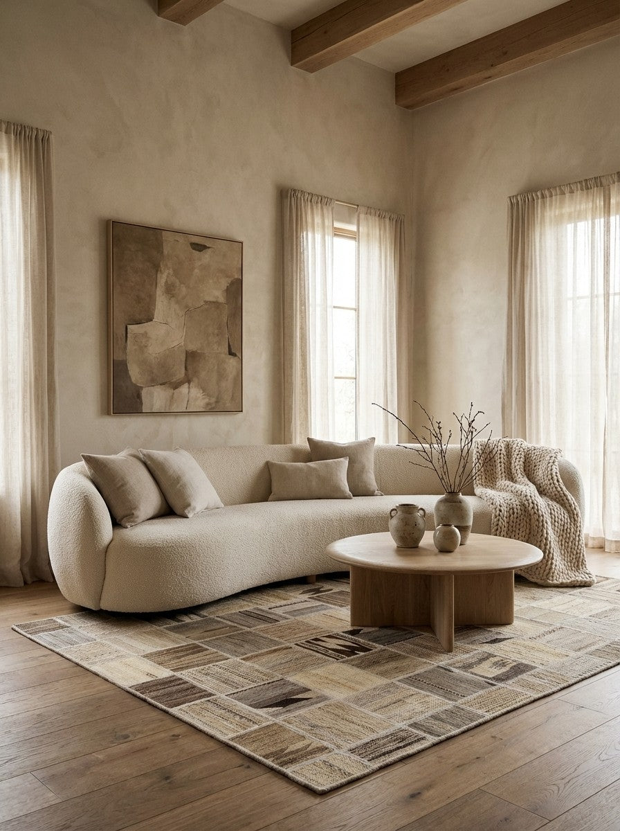 Kelim Tekkeh — Handmade, 150x200 cm, Beige, 100% Virgin Wool | Detail view