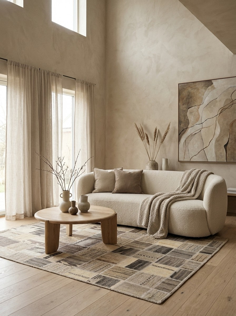 Kelim Tekkeh — Handmade, 150x200 cm, Beige, 100% Virgin Wool | Detail view