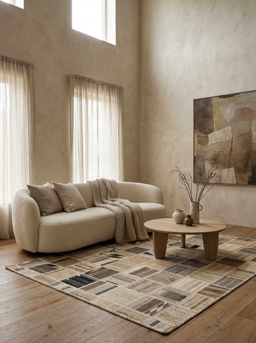 Kelim Tekkeh — Handmade, 150x200 cm, Beige, 100% Virgin Wool | Detail view