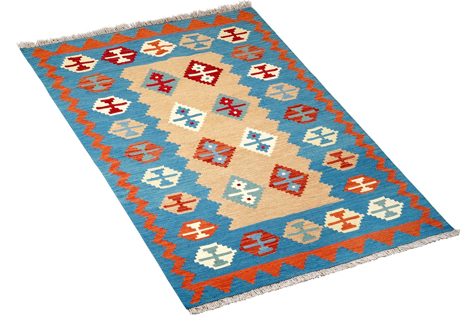 Kelim Gashgai — Handmade, 123x168 cm, Brown, 100% Virgin Wool | View 4