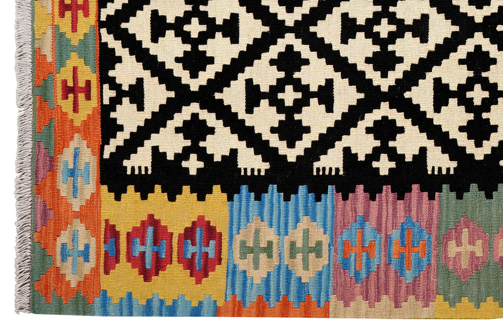 Kelim Gashgai — Handmade, 156x202 cm, Black, 100% Virgin Wool | View 3