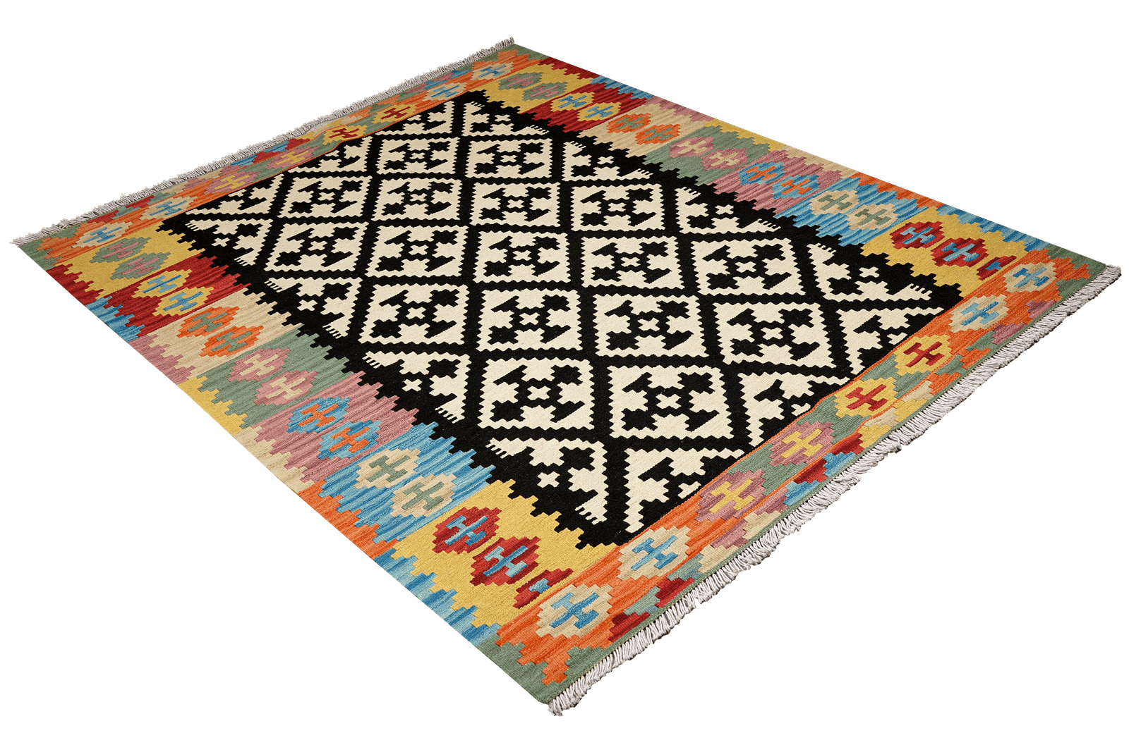 Kelim Gashgai — Handmade, 156x202 cm, Black, 100% Virgin Wool | View 4