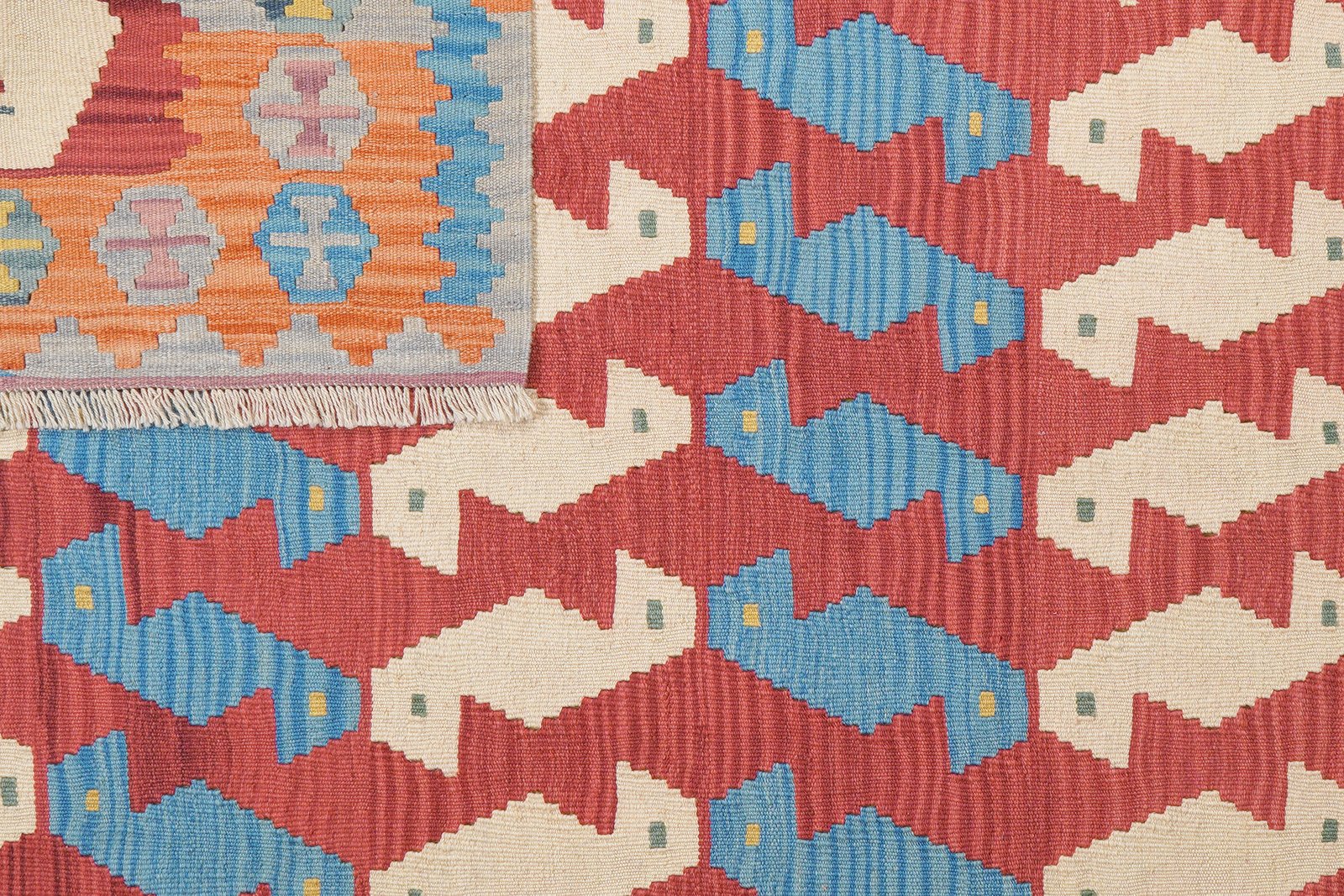 Kelim Gashgai — Handmade, 174x236 cm, Red, 100% Virgin Wool | View 6