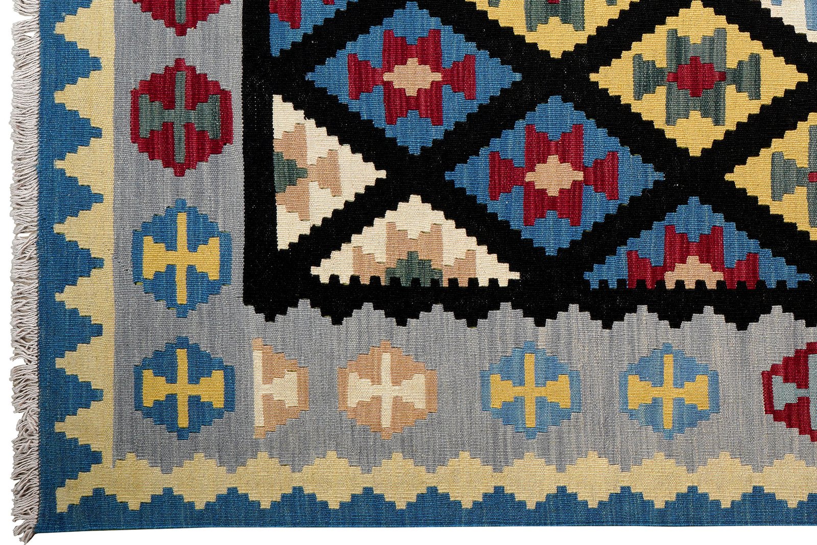 Kelim Gashgai — Handmade, 173x246 cm, Black, 100% Virgin Wool | View 3