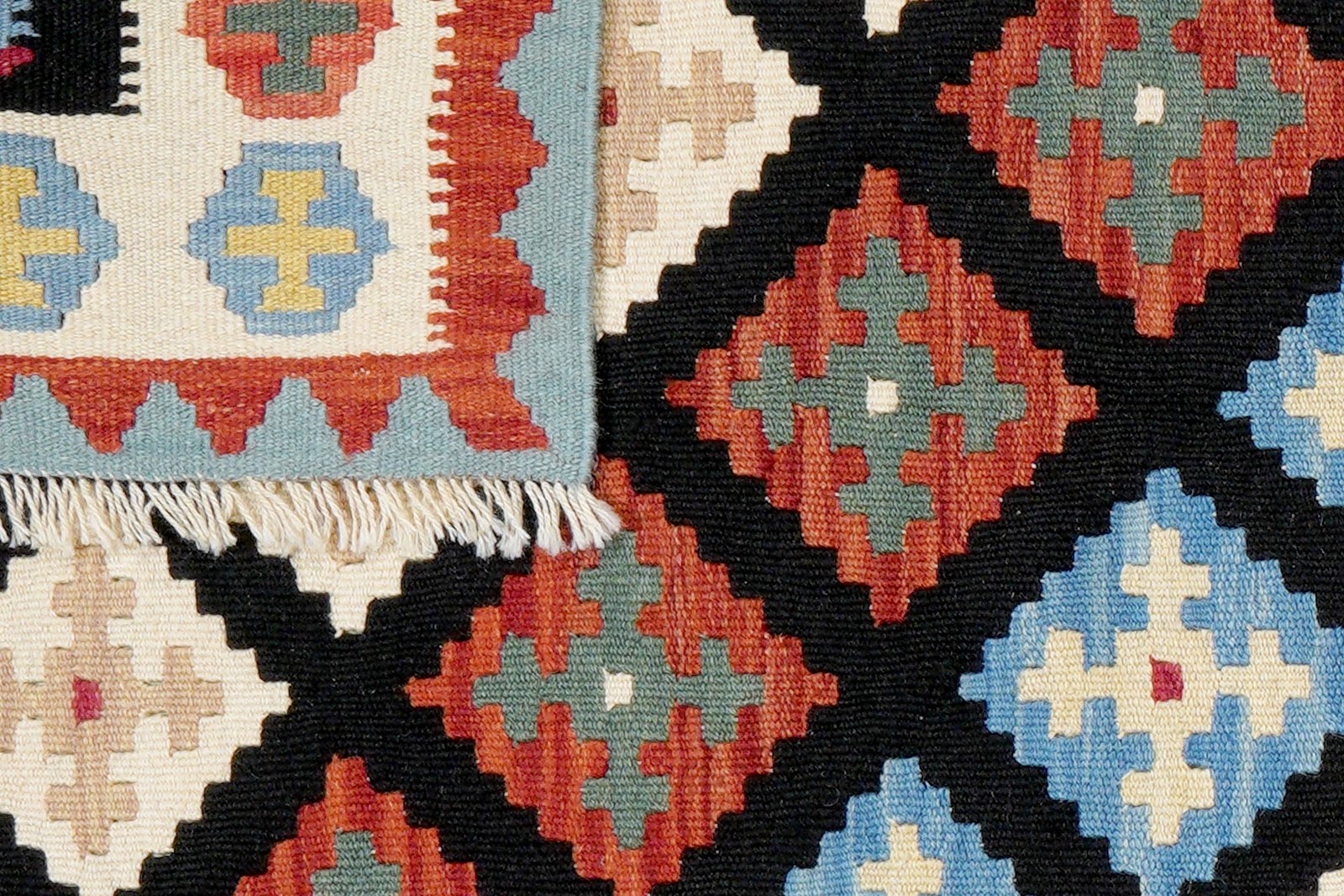 Kelim Gashgai — Handmade, 101x157 cm, Black, 100% Virgin Wool | View 6