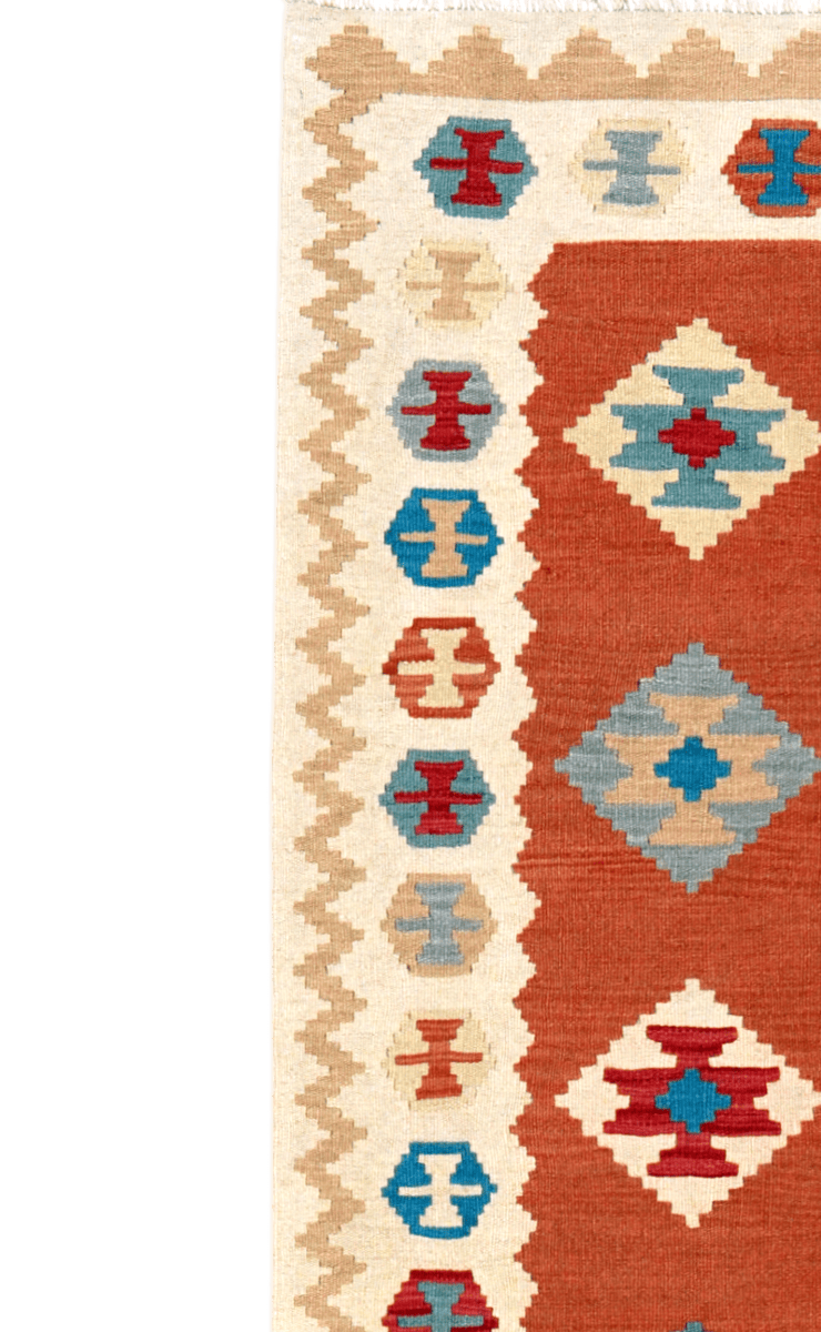 Kelim Gashgai — Handmade, 83x297 cm, Red, 100% Virgin Wool | View 3