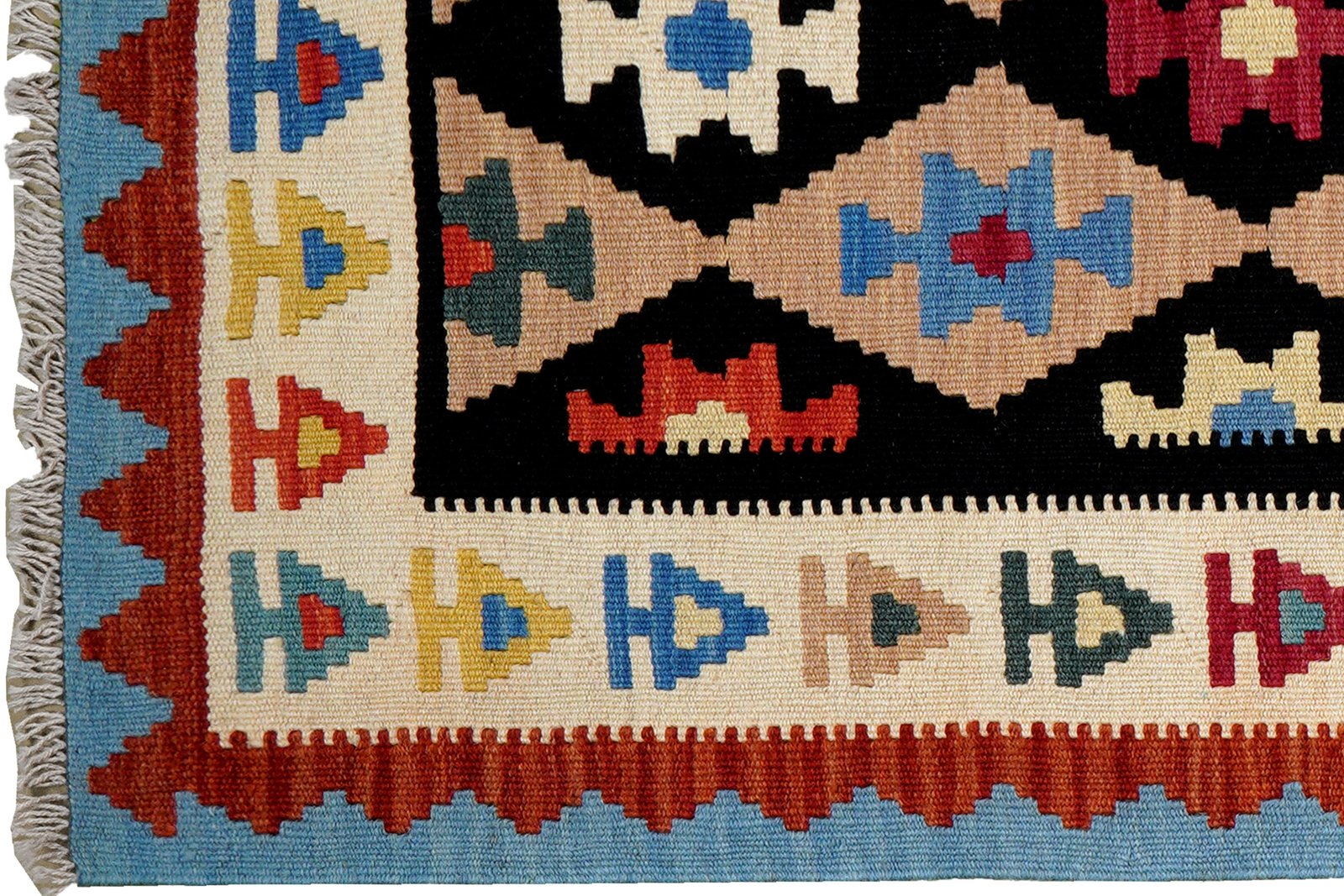 Kelim Gashgai — Handmade, 88x295 cm, Black, 100% Virgin Wool | View 3