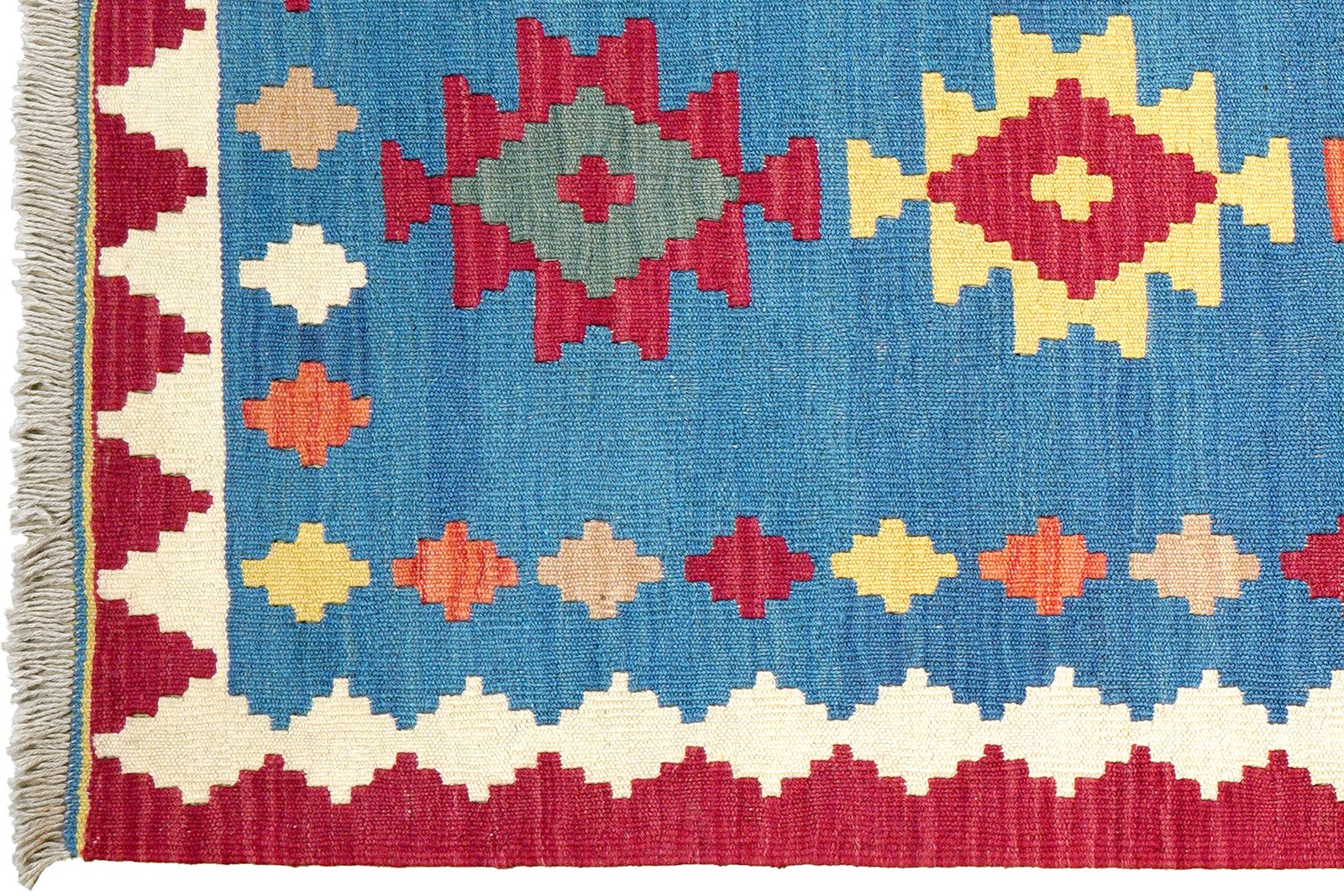 Kelim Gashgai — Handmade, 85x298 cm, Blue, 100% Virgin Wool | View 3